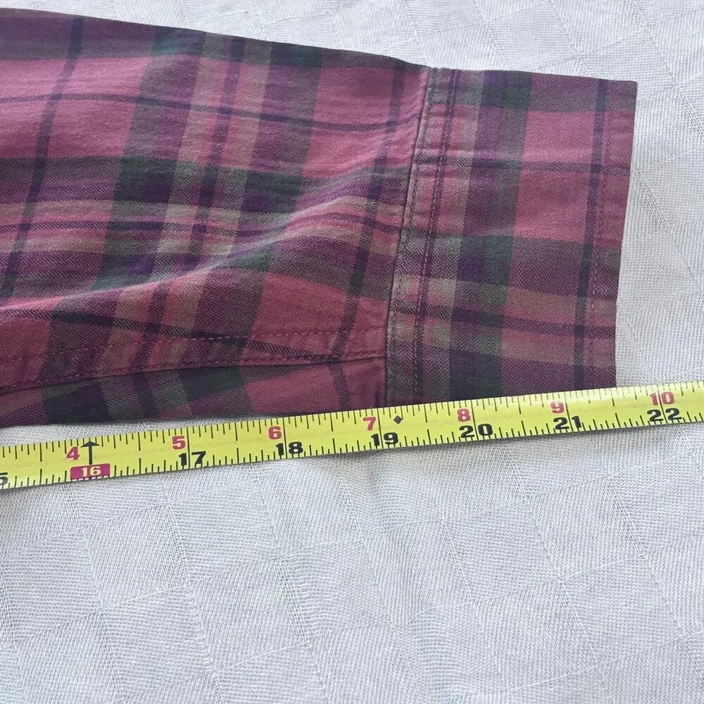 EUC Roundtree & Yorke Casuals, burnt orange plaid long sleeve shirt, size large